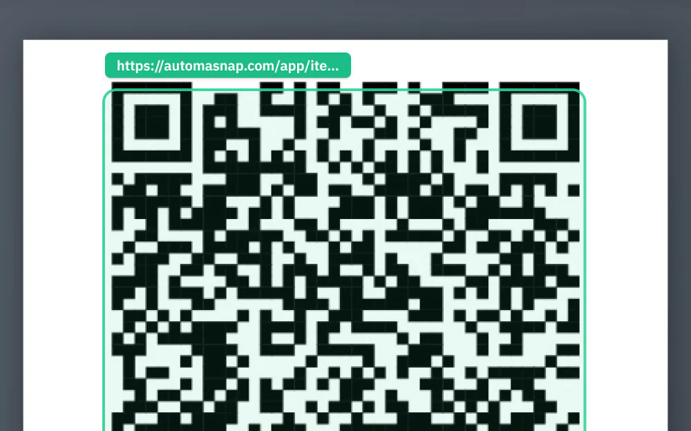 AutomaSnap scanner detecting the QR code on an item label